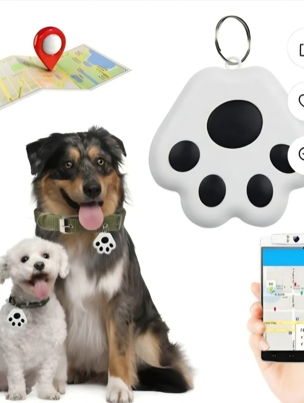 Paw Print Keychain  GPS Tracker- Multiple Colors Available